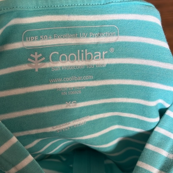 Coolibar Sun Protective Aqua Striped Hooded Zip Up Cover Up Size XS New With Tag - Picture 10 of 13
